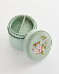 Fable Morning Song Bird Embroidered Round Jewelry Box
