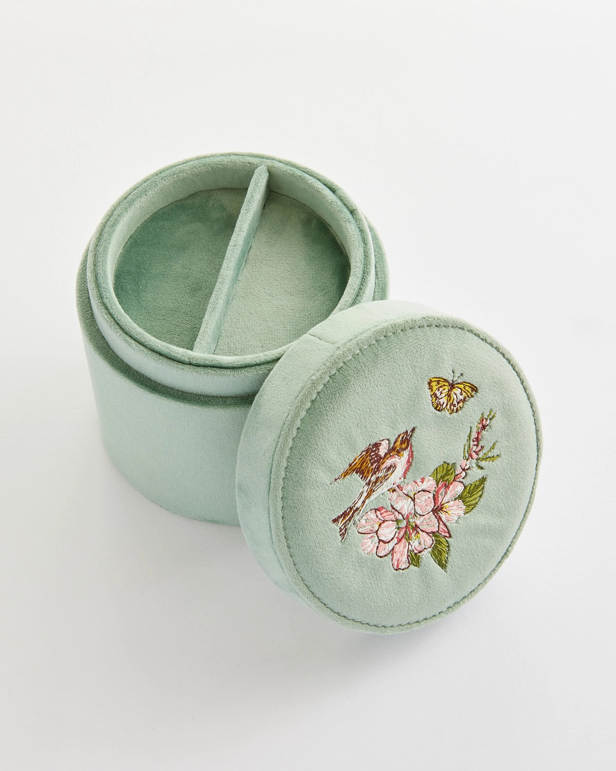 Fable Morning Song Bird Embroidered Round Jewelry Box