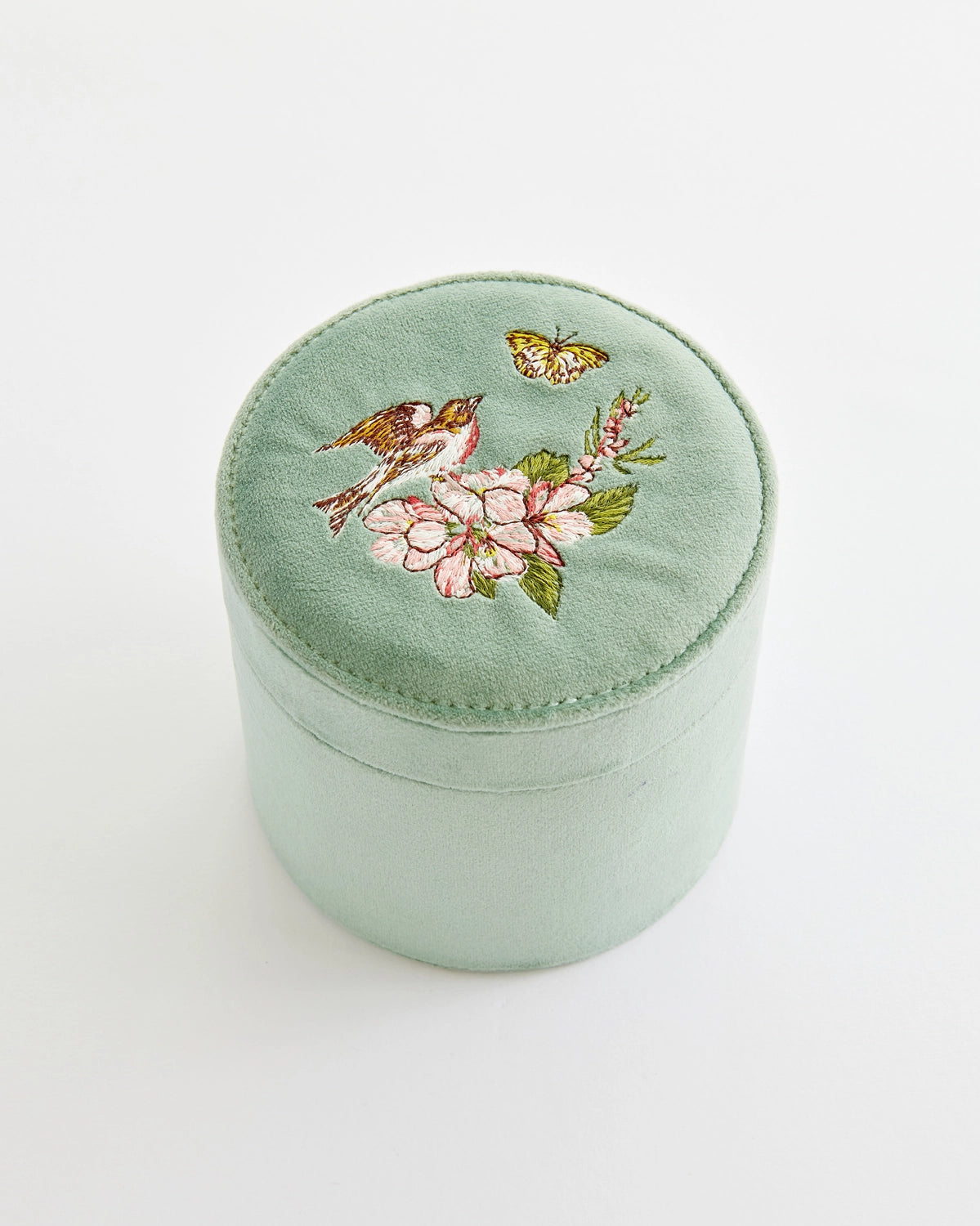 Fable Morning Song Bird Embroidered Round Jewelry Box