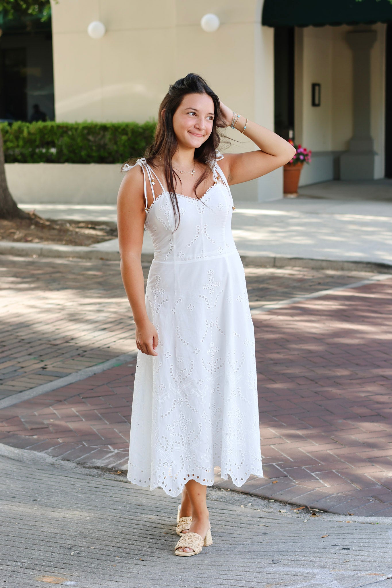 Marcey Cotton Eyelet Midi Dress