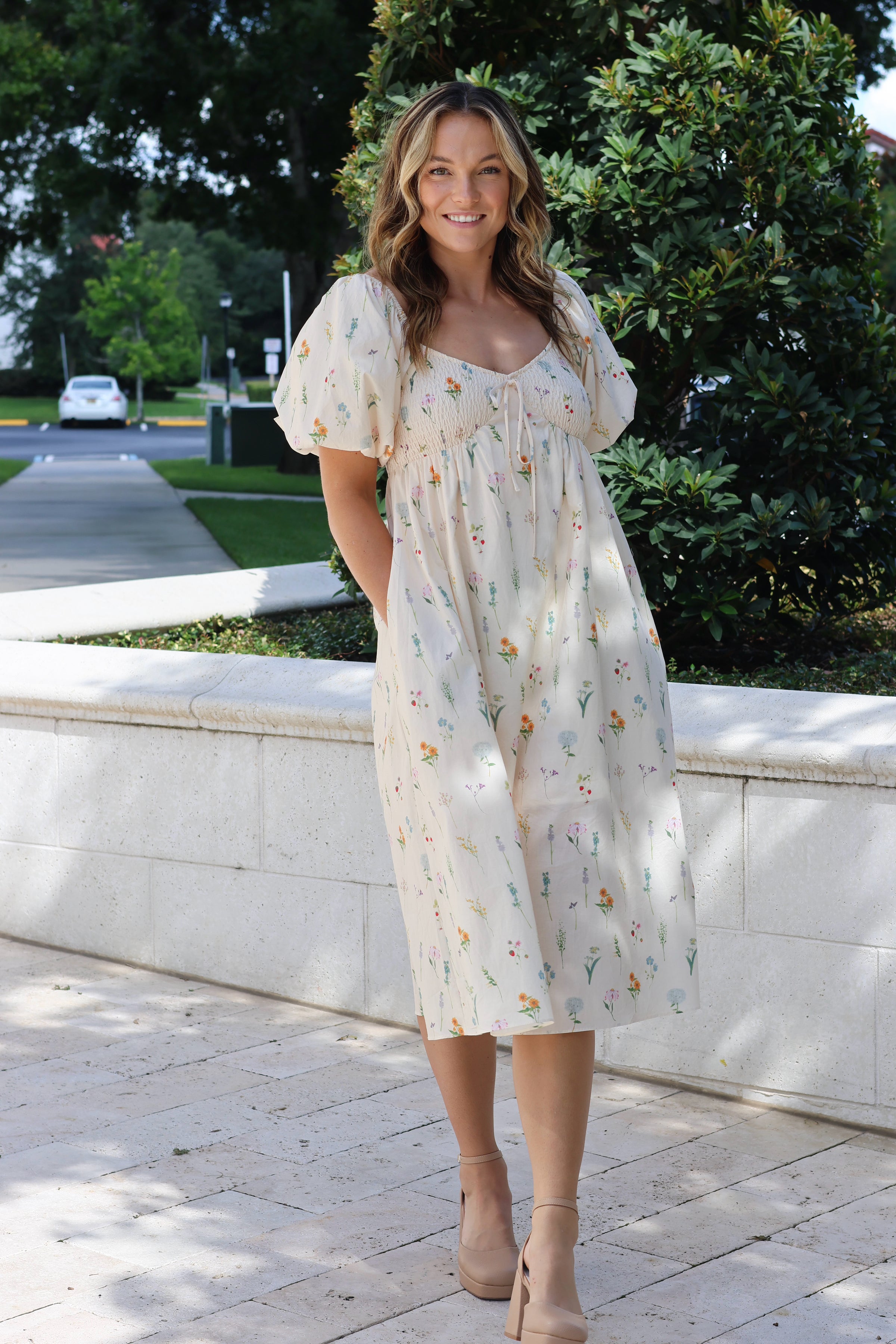 Poppy Smocked Midi Dress