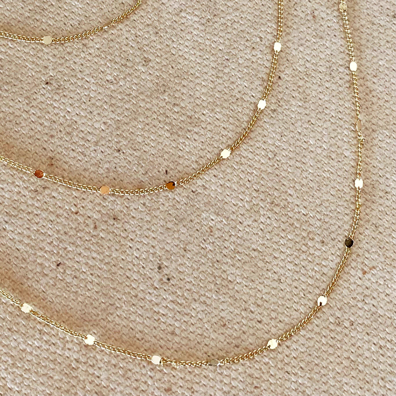 18k Gold Filled 1mm Curb Chain With Pressed Details Necklace