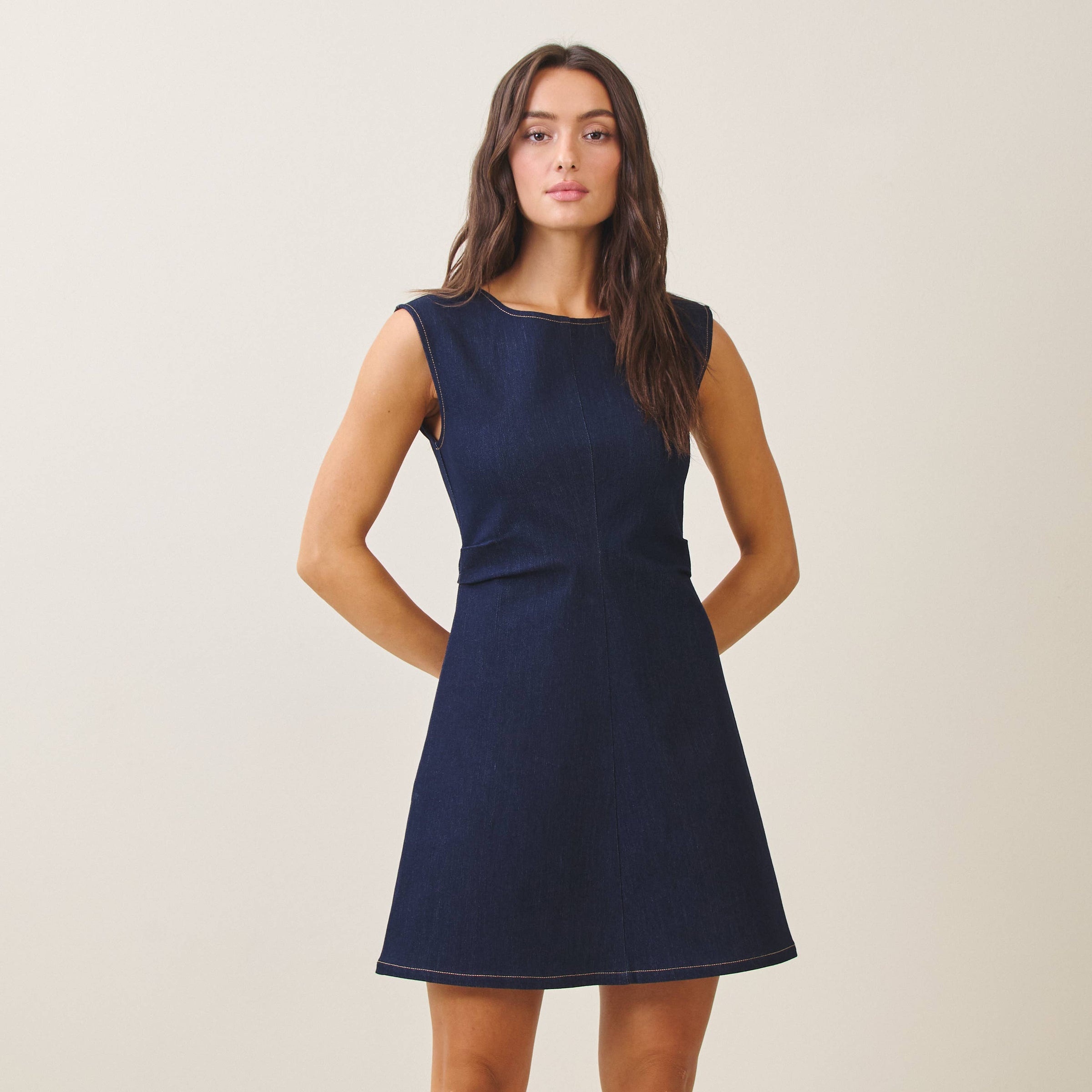 Carol Ruched Denim Dress