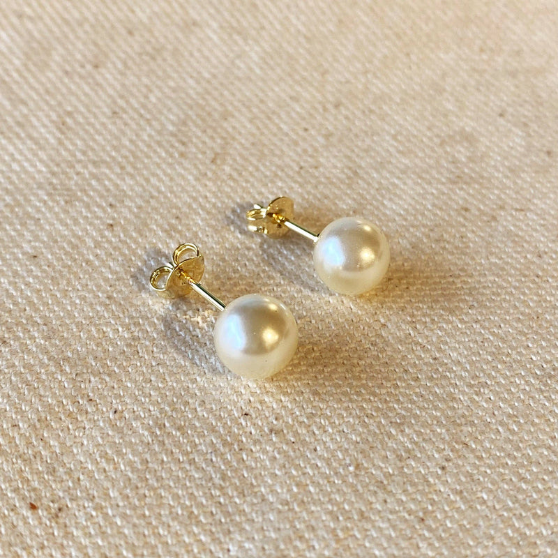 18k Gold Filled 8mm Classic Pearl Stud