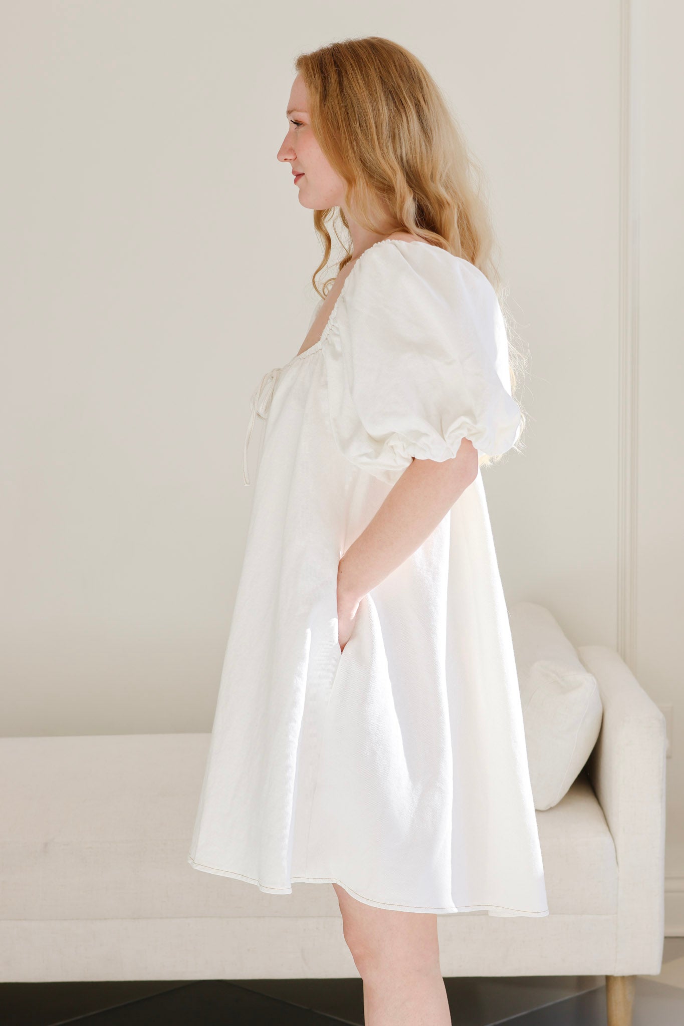 ワンピース ANDMARY Julie cable mini dress ivory ANDMARY】Julie cable mini dress