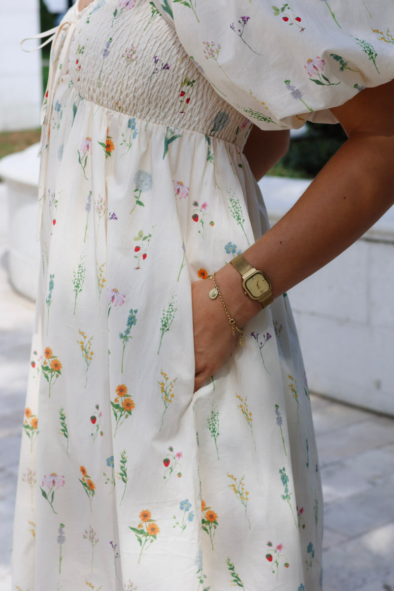 Poppy Smocked Midi Dress