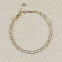 18k Gold Filled 3mm Baguette Cut Tennis Bracelet