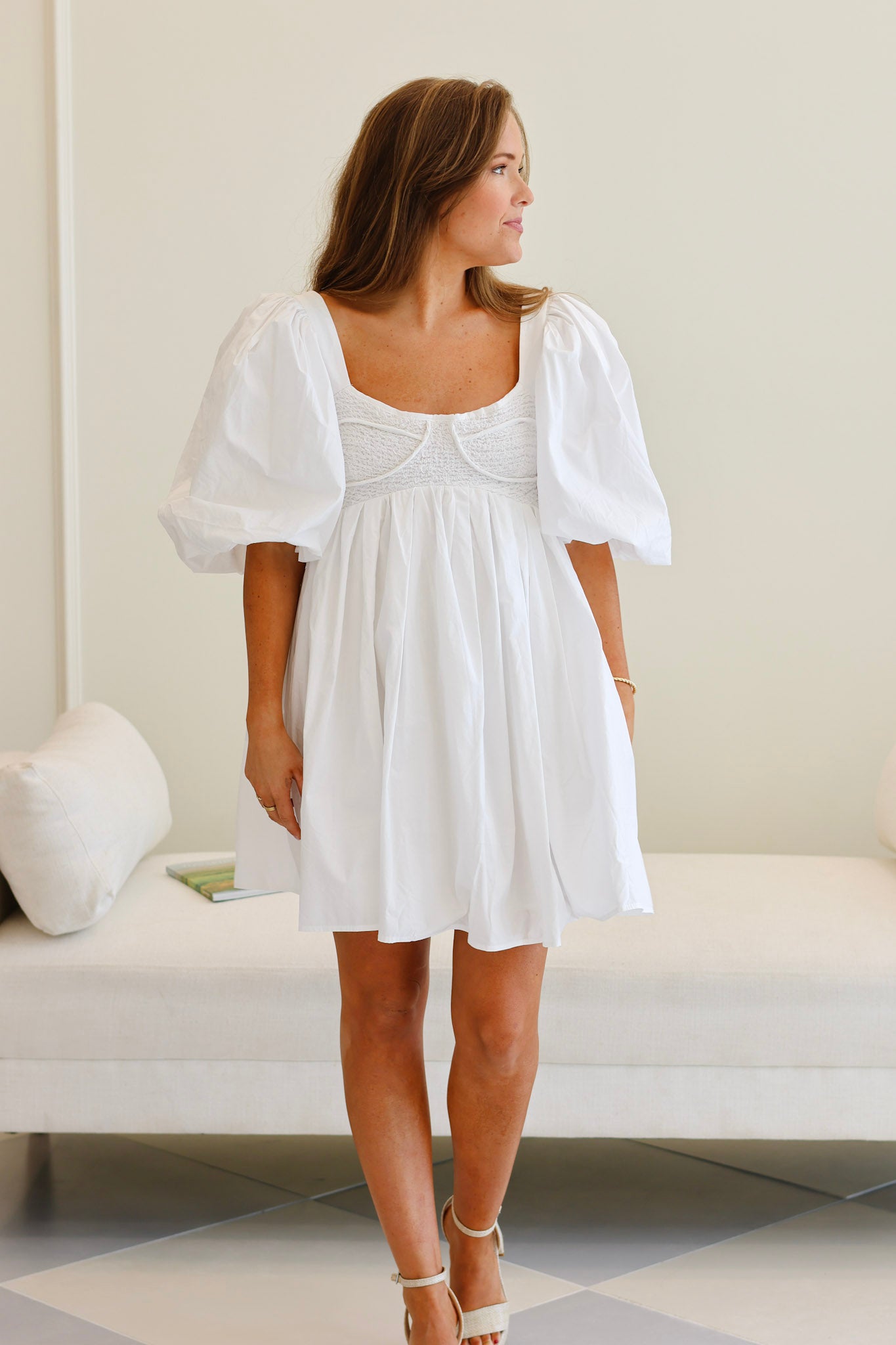 Isabella Cotton Mini Dress S / White Isabella Cotton Mini Dress S / White