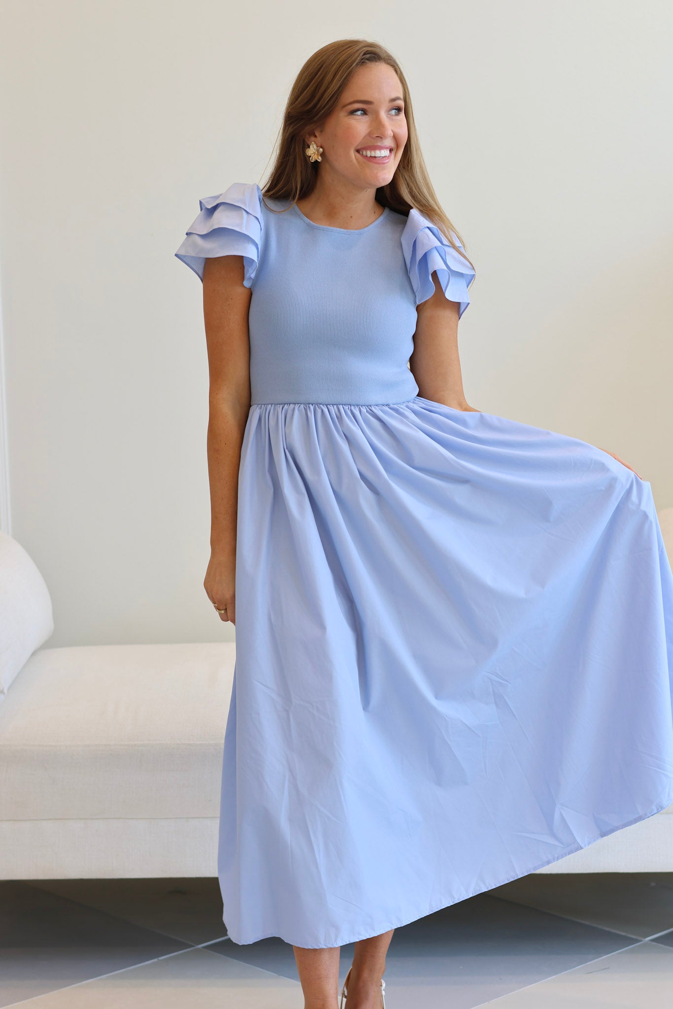 Sydney Cotton Midi Dress *Savannah Taylor Exclusive* M / Blue Sydney Cotton Midi Dress *Savannah Taylor Exclusive* M / Blue