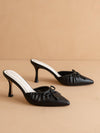 The Maven | Black Pointed Kitten Heel with Bow