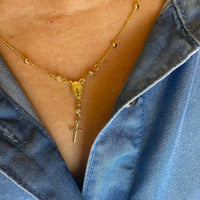 18k Gold Filled Our Lady of Graces Rosary Necklace