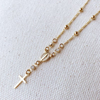 18k Gold Filled Our Lady of Graces Rosary Necklace
