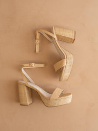 The Olympia | Natural Raffia Platform Heel