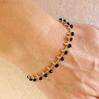 18k Gold Filled Black Beaded Bracelet