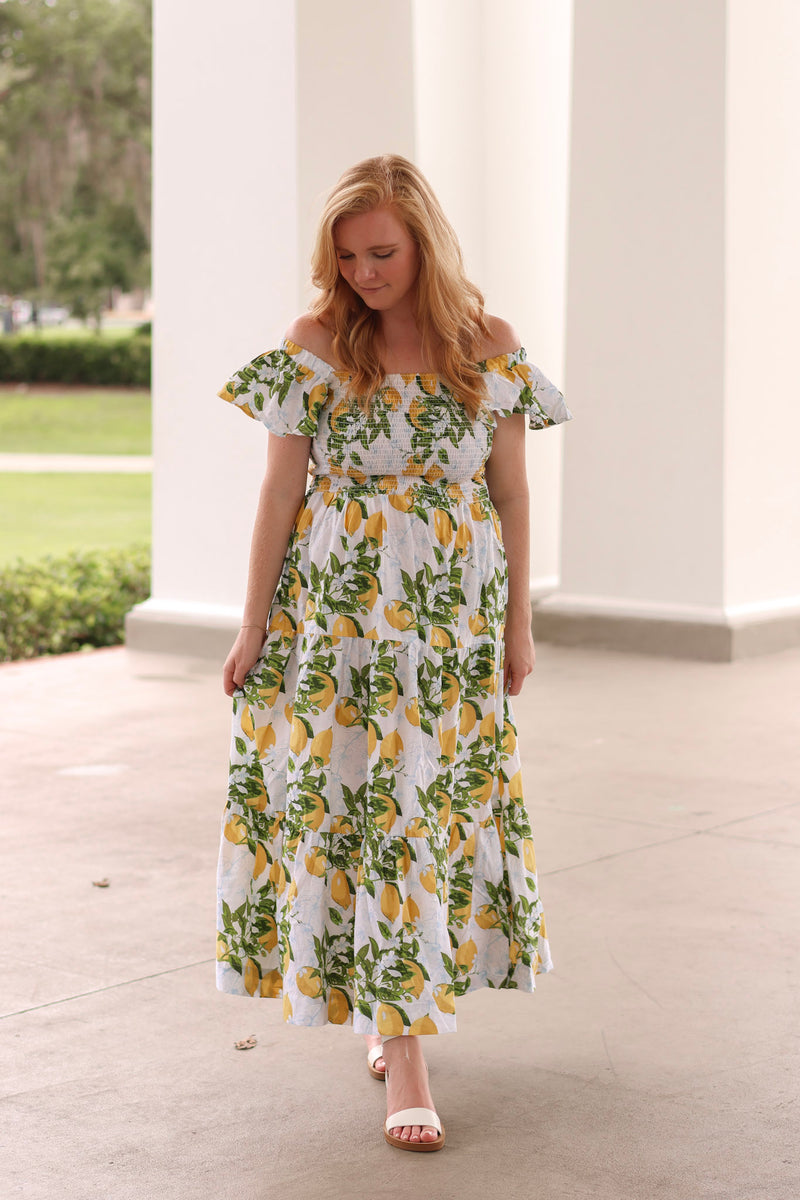 Justina Cotton Smocked Maxi Dress