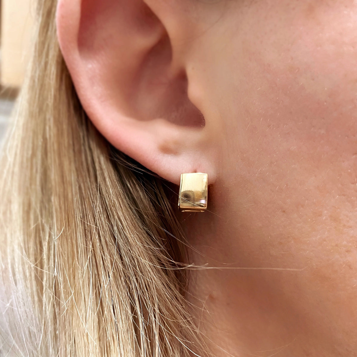 18k Gold Filled Square Clicker Earring