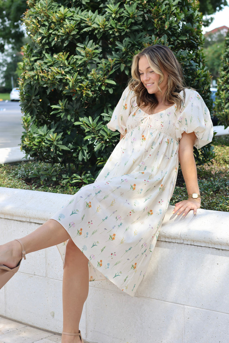 Poppy Smocked Midi Dress