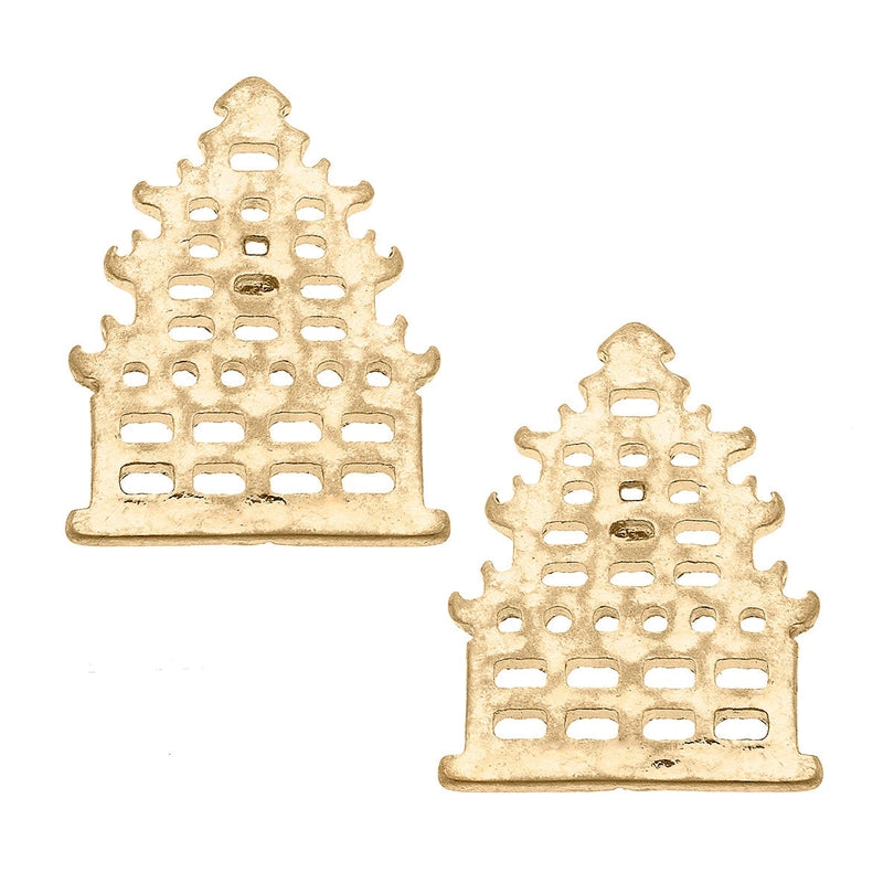 Cerise Pagoda Stud Earrings in Worn Gold | default