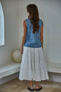 Denim Button Down Vest Top