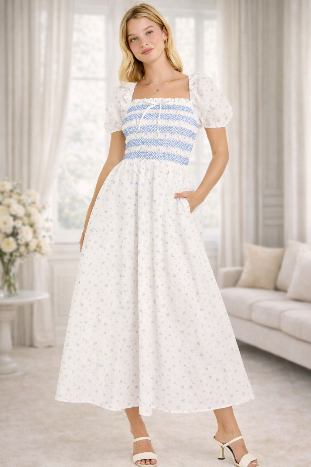 Grace Smocked Midi Dress