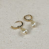 18k Gold Filled Drop Baroque Pearl Hoop Earrings