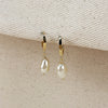 18k Gold Filled Drop Baroque Pearl Hoop Earrings