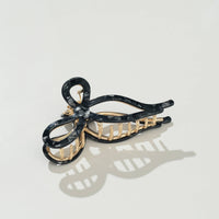 Sabrina Vintage Snow Ribbon Metal Bow Claw Clip - Large
