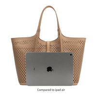 Malia Ivory Laser Cut Vegan Leather Tote Bag