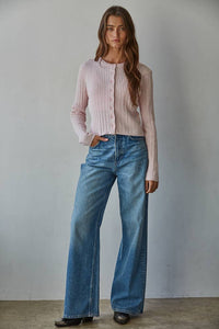 Rianna Cable Sweater Cotton Button Down Cardigan Top