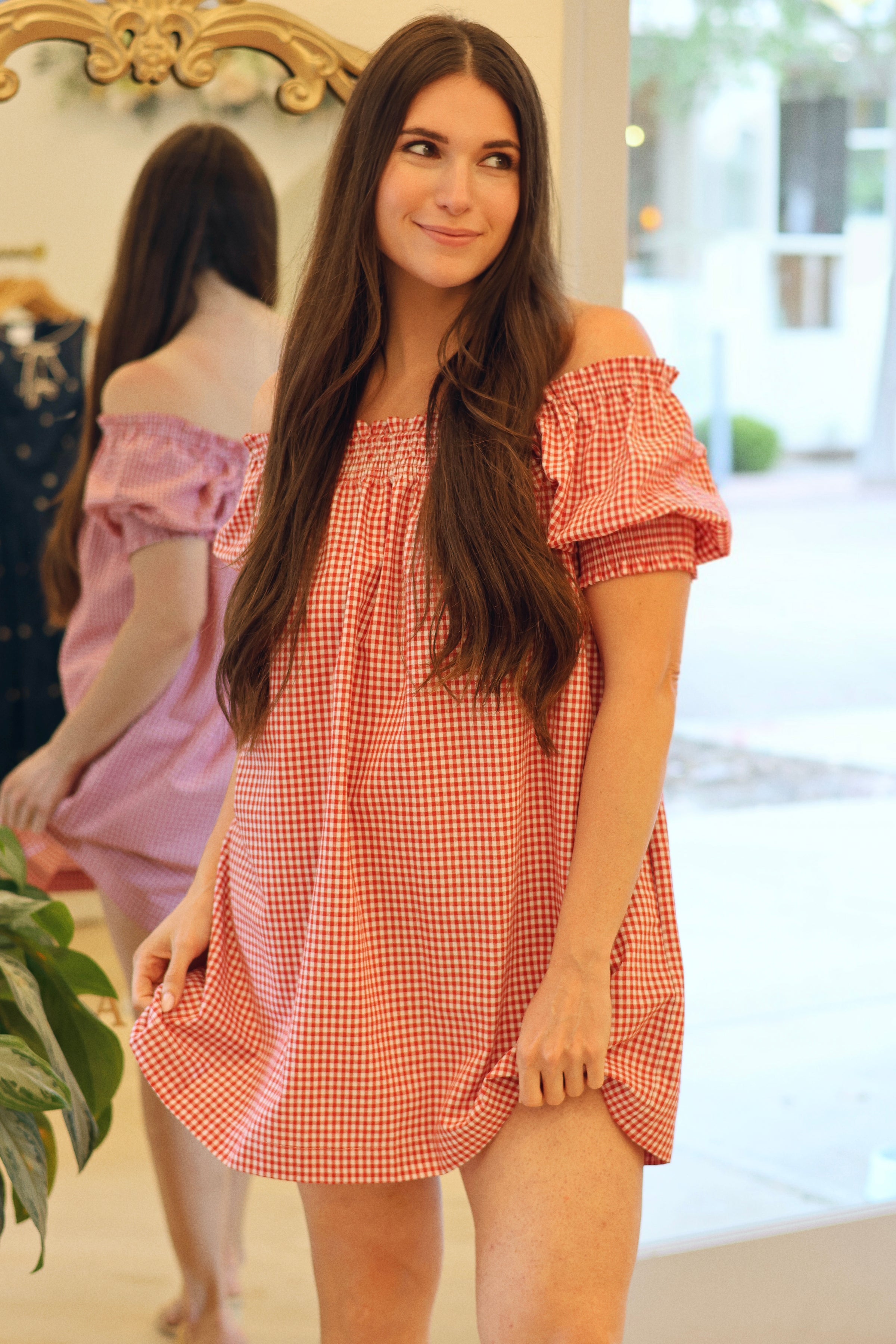 Chloe Linen Gingham Dress
