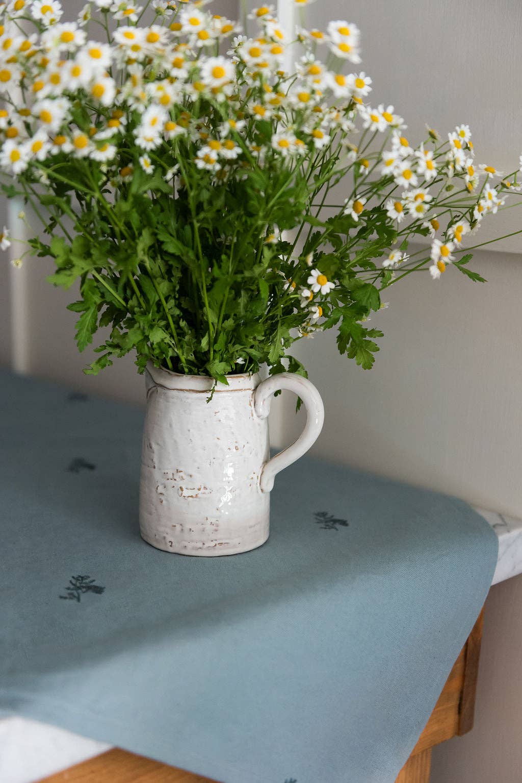 Blue Fleur Embroidered Tablecloth - Thumbnail 3