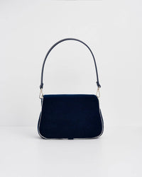 Rose Embroidered Blue Clutch