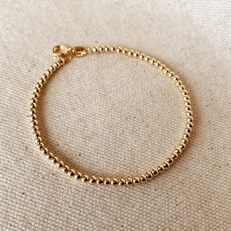 18k Gold Filled 2.5 mm Beaded Bracelet