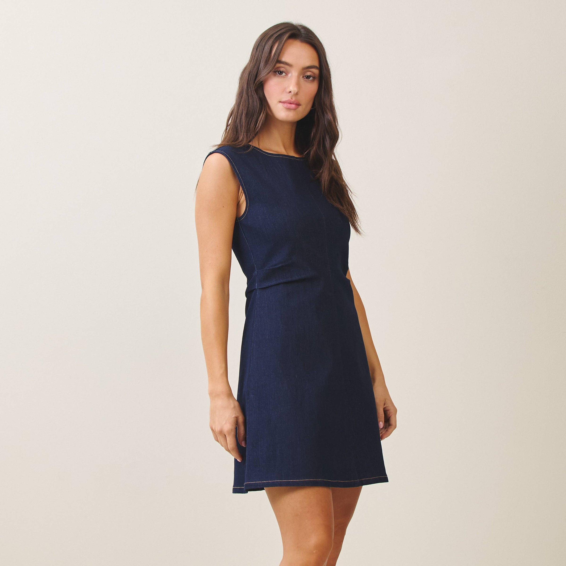 Carol Ruched Denim Dress