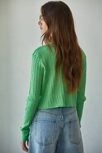 Rianna Cable Sweater Cotton Button Down Cardigan Top