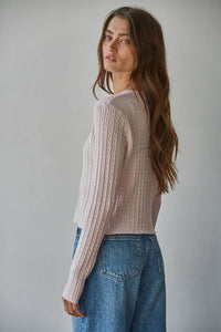 Rianna Cable Sweater Cotton Button Down Cardigan Top