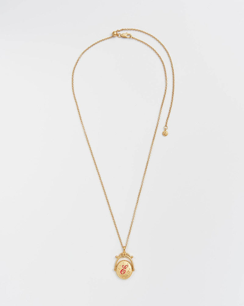 Vintage Initial Gold Spinner Necklace