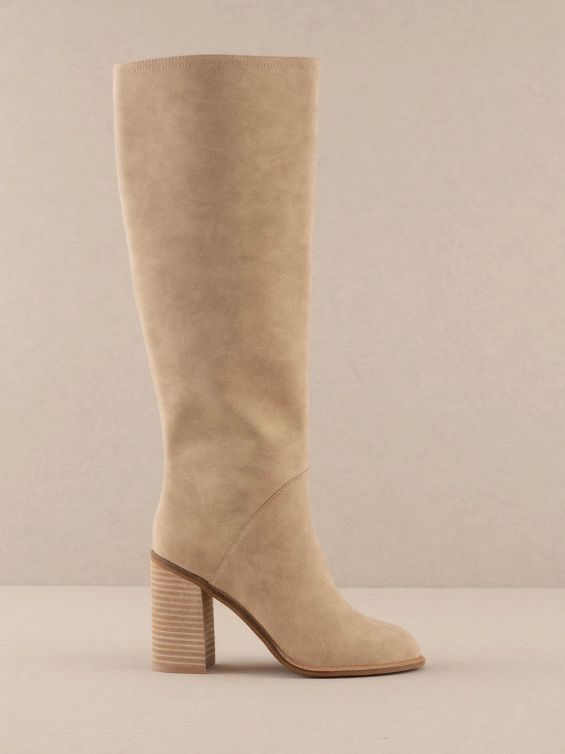 The Shiloh Khaki Knee High Block Heel Boot