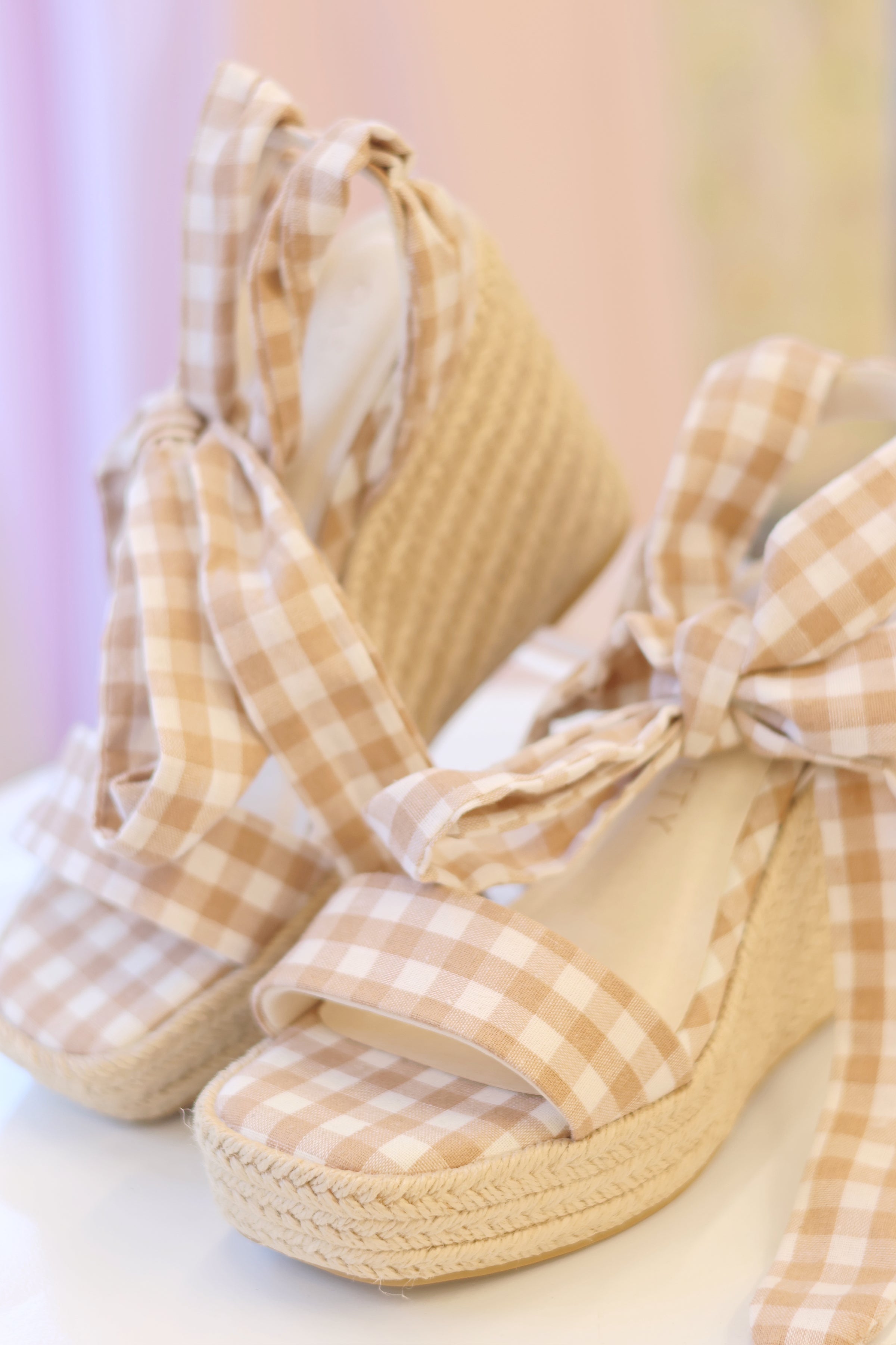 Oceana Gingham Wrap Wedge