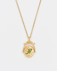 Vintage Initial Gold Spinner Necklace