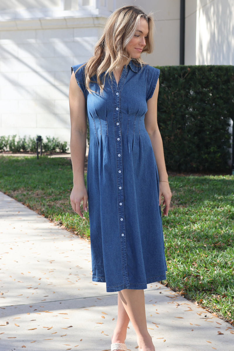 Blair Denim Midi Dress – Savannah Taylor