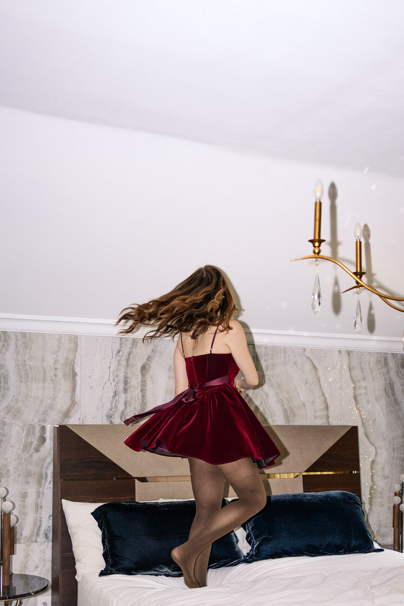 Rosette Velvet Holiday Mini Dress