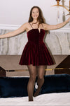 Rosette Velvet Holiday Mini Dress