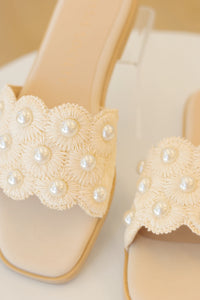 Cathleen Pearl Raffia Slide Sandal