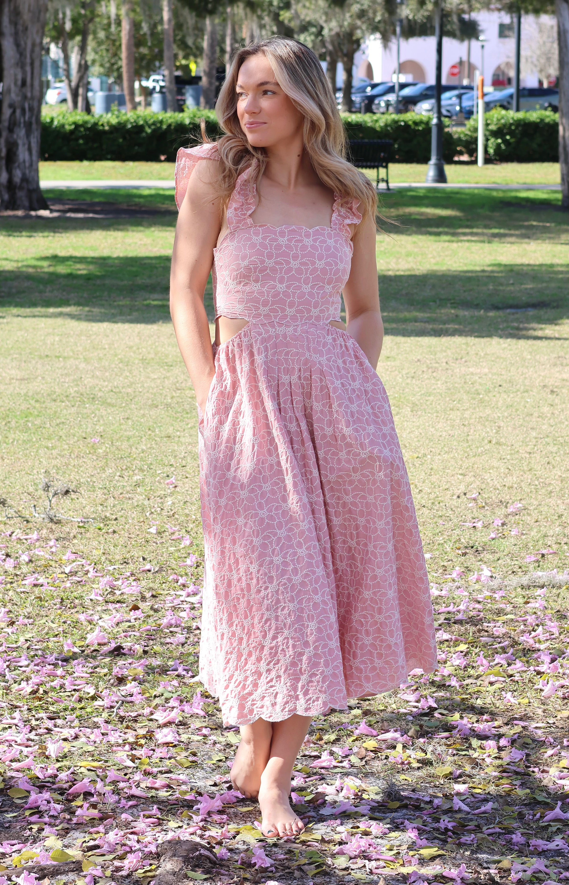 Chelsea Cotton Spring Midi Dress BLUSH / L Chelsea Cotton Spring Midi Dress BLUSH / L