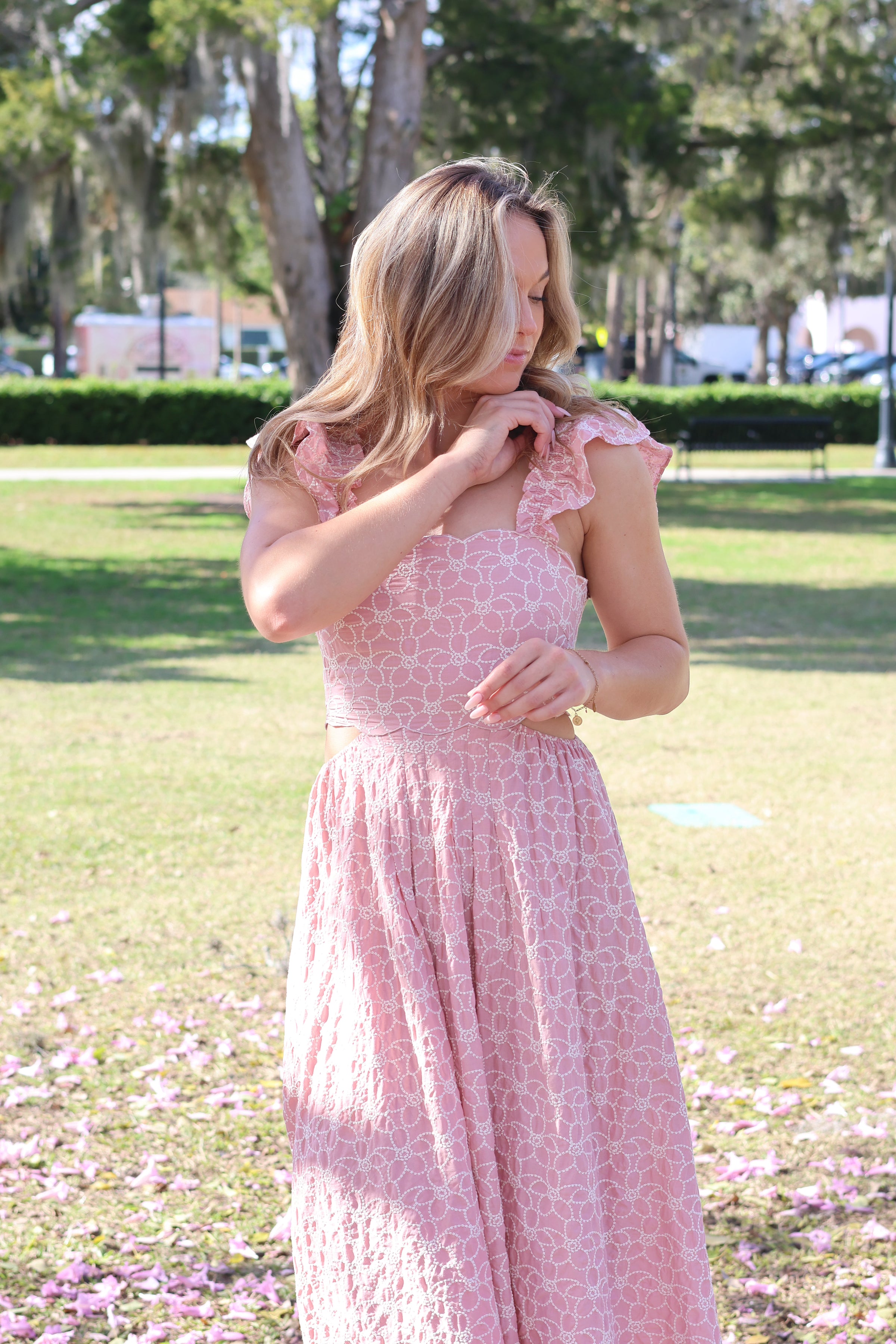 Chelsea Cotton Spring Midi Dress BLUSH / L Chelsea Cotton Spring Midi Dress BLUSH / L