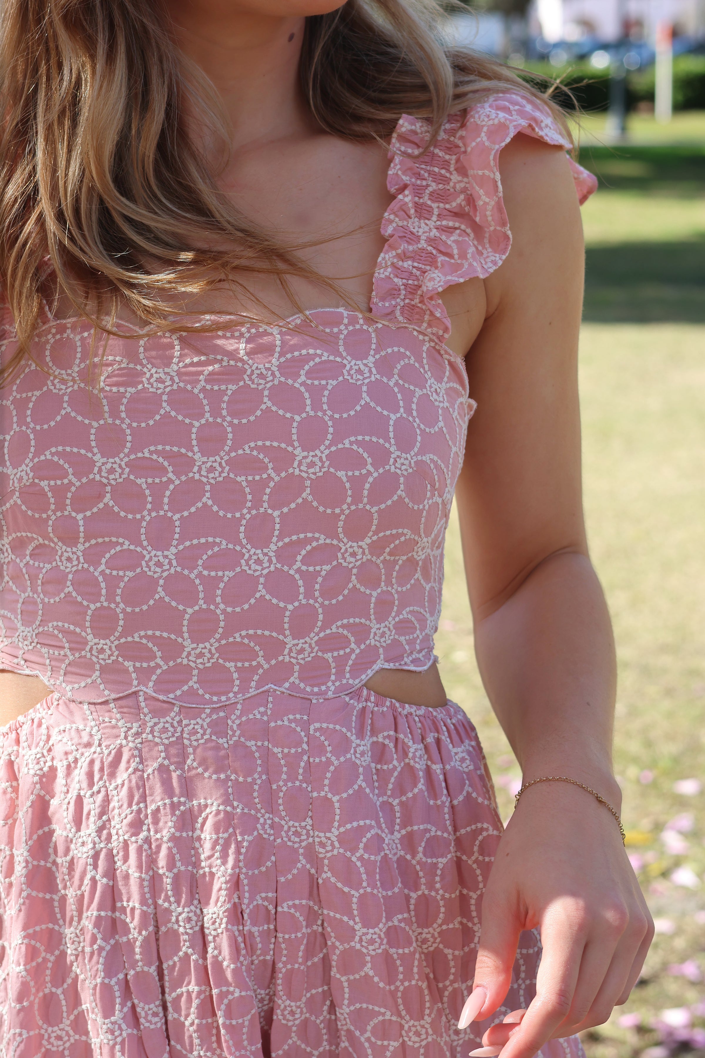 Chelsea Cotton Spring Midi Dress BLUSH / L Chelsea Cotton Spring Midi Dress BLUSH / L