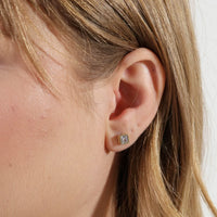 18k Gold Filled Squared Stud Earring With Detailed Bezel