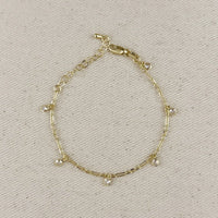 18k Gold Filled Paperclip Chain With Bezel Bracelet