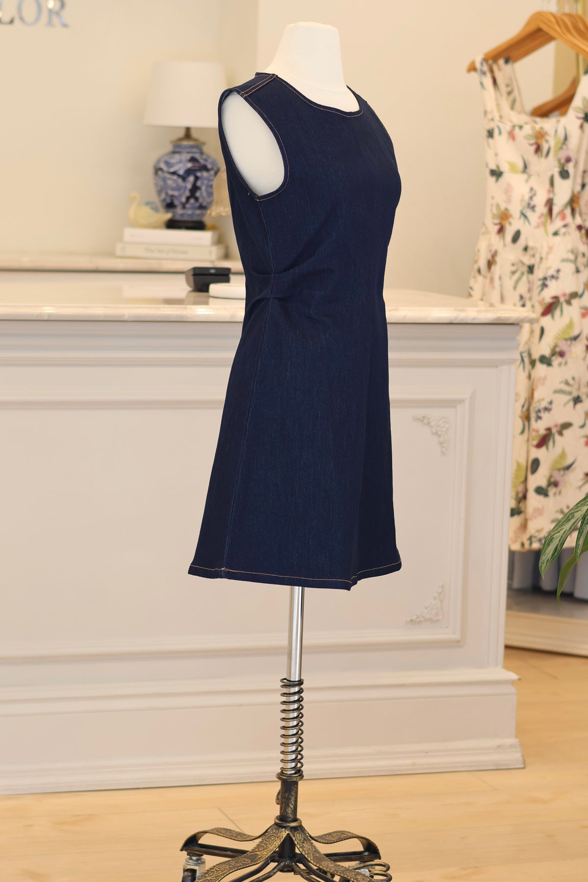 Carol Ruched Denim Dress